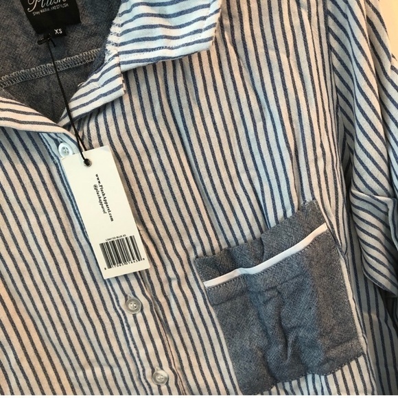 Plush Ultra Soft Boyfriend Striped Sleep shirt NWT - Picture 6 of 12
